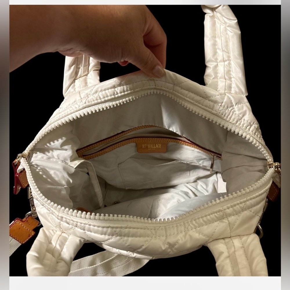 MZ Wallace Small Sutton Deluxe White off/light beige Pearl Quilted Women's Bag - Picture 5 of 9